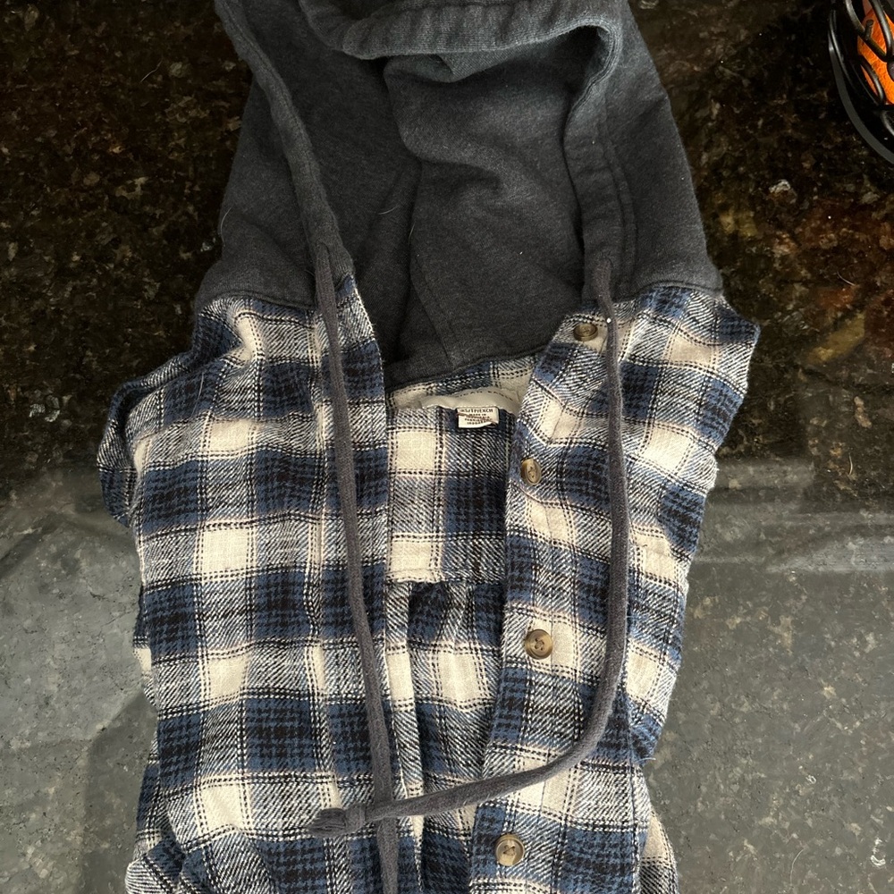 Womens Blue and Gray Plaid Jacket